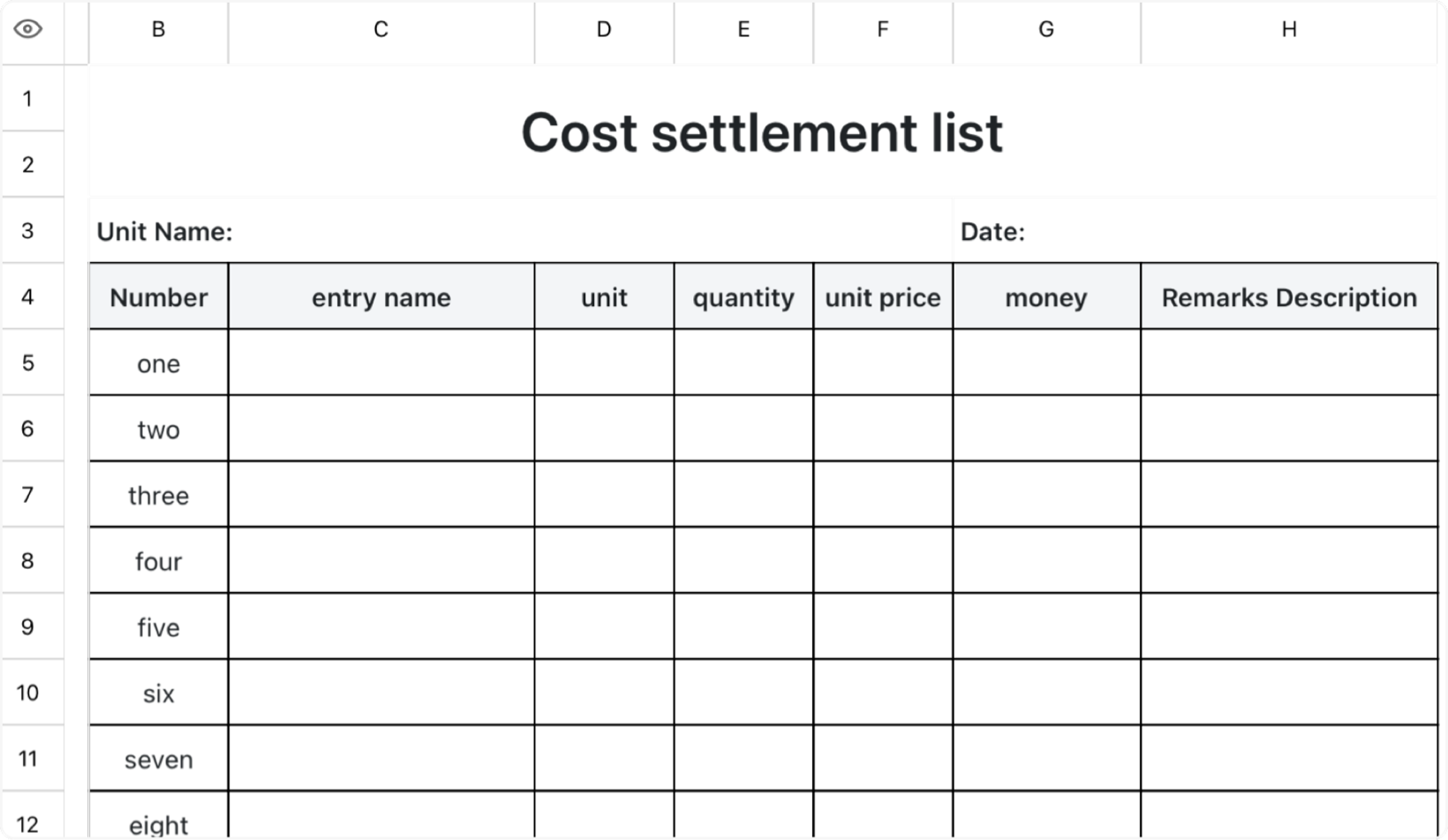 Expense settlement list 2